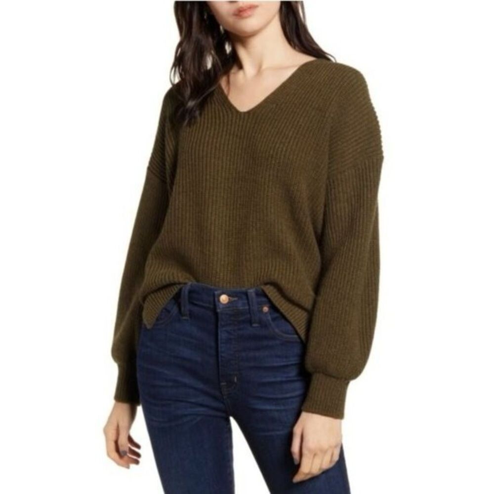 (N4) Madewell Thornton Balloon Sleeve Sweater, Wool Medium